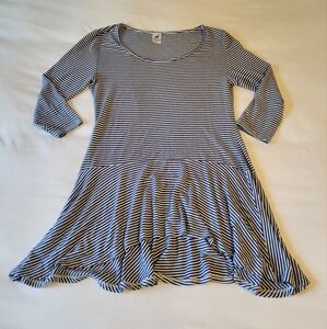 Peruvian Connection Windswept Jersey Knit Striped 3/4 Sleeve Tunic Top